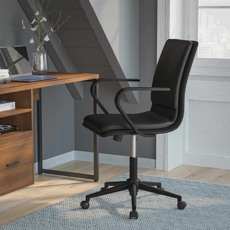 Flash Furniture Black LeatherSoft Office Chair with Black Arms GO-21111B-BK-BK-GG